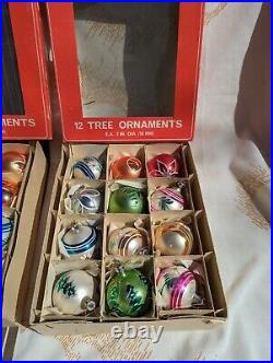 Vintage Hand Blown & Decorated Polish Glass Tree Ornaments 4 Boxes 48 Ornaments