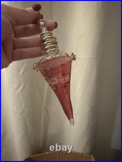 Vintage Hand Blown Red Gold Trim Art Glass Christmas Ornaments (lot of 35)