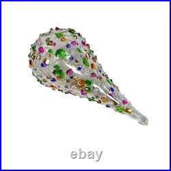 Vintage Handblown Glass Christmas Ornament Hand Painted Tear Drops Set Of 6 Pear
