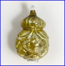 Vintage Heidt Gold Rose Glass Christmas Ornament 1930s Made in USA READ AS IS