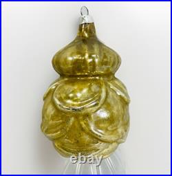 Vintage Heidt Gold Rose Glass Christmas Ornament 1930s Made in USA READ AS IS