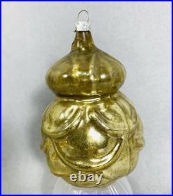 Vintage Heidt Gold Rose Glass Christmas Ornament 1930s Made in USA READ AS IS