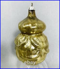 Vintage Heidt Gold Rose Glass Christmas Ornament 1930s Made in USA READ AS IS