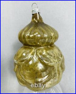 Vintage Heidt Gold Rose Glass Christmas Ornament 1930s Made in USA READ AS IS