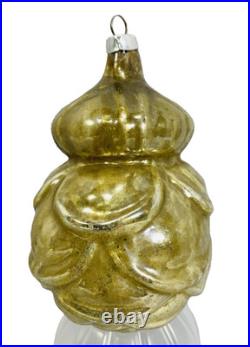 Vintage Heidt Gold Rose Glass Christmas Ornament 1930s Made in USA READ AS IS