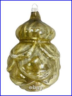 Vintage Heidt Gold Rose Glass Christmas Ornament 1930s Made in USA READ AS IS