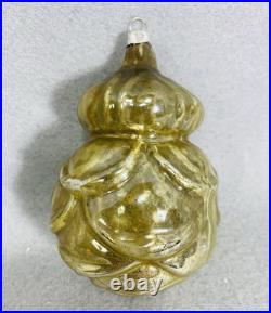 Vintage Heidt Gold Rose Glass Christmas Ornament 1930s Made in USA READ AS IS