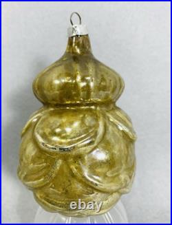 Vintage Heidt Gold Rose Glass Christmas Ornament 1930s Made in USA READ AS IS