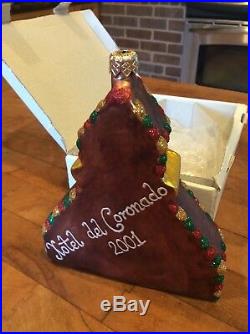 Vintage Hotel Del Coronado Annual Blown Glass Christmas Ornament 2001 SHIPS FREE