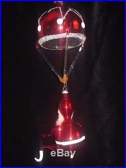 Vintage ITALY De Carlini PARACHUTING SANTA Mercury Glass Xmas Tree Ornament RARE