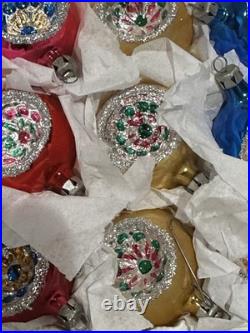 Vintage Indents Poland Glass Christmas Ornaments, Set Of 12, With Box Vintage Indents Poland Glass Christmas Ornaments, Set Of 12, With Box