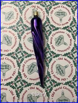 Vintage Inge Glas Purple Glass Icicle Set of 12 Ornaments West Germany 7 inch