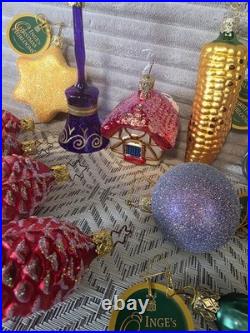 Vintage Inge's Christmas Heirlooms glass ornaments. Lot of 16. Excellent Cond