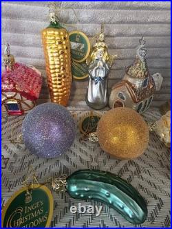 Vintage Inge's Christmas Heirlooms glass ornaments. Lot of 16. Excellent Cond
