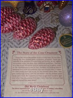 Vintage Inge's Christmas Heirlooms glass ornaments. Lot of 16. Excellent Cond