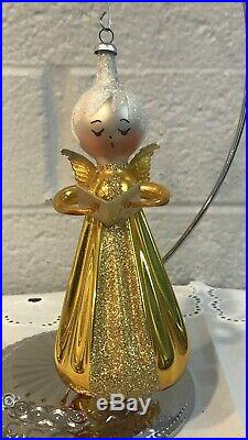 Vintage Italian Art Glass De Carlini Angel Christmas Ornament Hand Painted