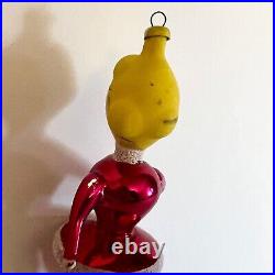 Vintage Italian Blown Glass Ornament 1950s Pink Woman Ice Skater Christmas