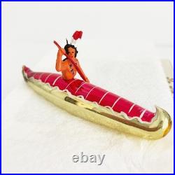 Vintage Italian Laved DeCarlini 6 Indian Glass Canoe Christmas Ornament Vintage Italian Laved DeCarlini 6 Indian Glass Canoe Christmas Ornament