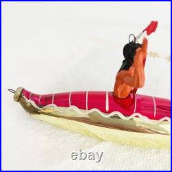 Vintage Italian Laved DeCarlini 6 Indian Glass Canoe Christmas Ornament Vintage Italian Laved DeCarlini 6 Indian Glass Canoe Christmas Ornament