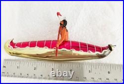 Vintage Italian Laved DeCarlini 6 Indian Glass Canoe Christmas Ornament Vintage Italian Laved DeCarlini 6 Indian Glass Canoe Christmas Ornament
