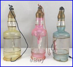 Vintage Italy Plastic Ship in Glass Bottle Christmas Ornament 5.75 Lot Of 3