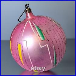 Vintage JUMBO Poland Pink Hand-Painted Glass Ornament 4.5 RARE Radko 1988 Vintage JUMBO Poland Pink Hand-Painted Glass Ornament 4.5 RARE Radko 1988