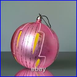 Vintage JUMBO Poland Pink Hand-Painted Glass Ornament 4.5 RARE Radko 1988 Vintage JUMBO Poland Pink Hand-Painted Glass Ornament 4.5 RARE Radko 1988