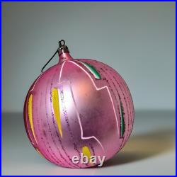 Vintage JUMBO Poland Pink Hand-Painted Glass Ornament 4.5 RARE Radko 1988 Vintage JUMBO Poland Pink Hand-Painted Glass Ornament 4.5 RARE Radko 1988
