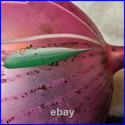 Vintage JUMBO Poland Pink Hand-Painted Glass Ornament 4.5 RARE Radko 1988 Vintage JUMBO Poland Pink Hand-Painted Glass Ornament 4.5 RARE Radko 1988