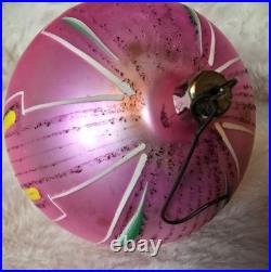 Vintage JUMBO Poland Pink Hand-Painted Glass Ornament 4.5 RARE Radko 1988 Vintage JUMBO Poland Pink Hand-Painted Glass Ornament 4.5 RARE Radko 1988