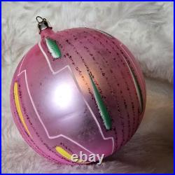 Vintage JUMBO Poland Pink Hand-Painted Glass Ornament 4.5 RARE Radko 1988 Vintage JUMBO Poland Pink Hand-Painted Glass Ornament 4.5 RARE Radko 1988