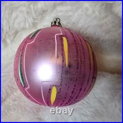 Vintage JUMBO Poland Pink Hand-Painted Glass Ornament 4.5 RARE Radko 1988 Vintage JUMBO Poland Pink Hand-Painted Glass Ornament 4.5 RARE Radko 1988