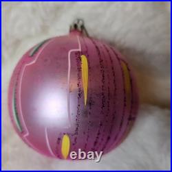 Vintage JUMBO Poland Pink Hand-Painted Glass Ornament 4.5 RARE Radko 1988 Vintage JUMBO Poland Pink Hand-Painted Glass Ornament 4.5 RARE Radko 1988