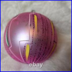 Vintage JUMBO Poland Pink Hand-Painted Glass Ornament 4.5 RARE Radko 1988 Vintage JUMBO Poland Pink Hand-Painted Glass Ornament 4.5 RARE Radko 1988