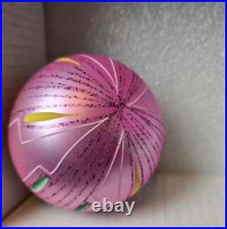 Vintage JUMBO Poland Pink Hand-Painted Glass Ornament 4.5 RARE Radko 1988 Vintage JUMBO Poland Pink Hand-Painted Glass Ornament 4.5 RARE Radko 1988