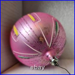Vintage JUMBO Poland Pink Hand-Painted Glass Ornament 4.5 RARE Radko 1988 Vintage JUMBO Poland Pink Hand-Painted Glass Ornament 4.5 RARE Radko 1988