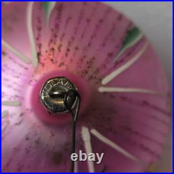 Vintage JUMBO Poland Pink Hand-Painted Glass Ornament 4.5 RARE Radko 1988 Vintage JUMBO Poland Pink Hand-Painted Glass Ornament 4.5 RARE Radko 1988