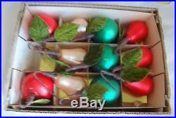 Vintage Japan Christmas Mercury Glass Fruits Apple Pears Tree Ornaments