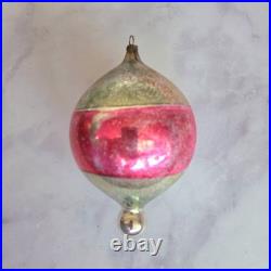 Vintage Jumbo Mercury Glass Christmas Ornament Teardrop Bobber Pink Silver