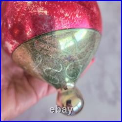 Vintage Jumbo Mercury Glass Christmas Ornament Teardrop Bobber Pink Silver