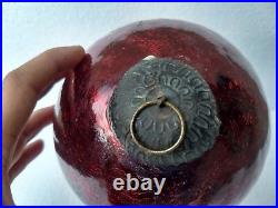 Vintage KUGEL Ball Christmas Ornament Mercury Heavy Glass Crackle Design 6