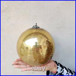 Vintage Kugel 6 Gold Round Christmas Ornament Germany Original Old Collectible