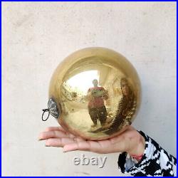 Vintage Kugel 6 Gold Round Christmas Ornament Germany Original Old Collectible
