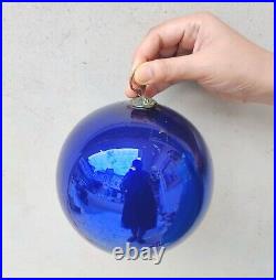Vintage Kugel Cobalt Blue Christmas Ornament Glass 6.25 Old Original Germany 31