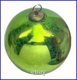 Vintage Kugel Green Large 4.25 Mercury Glass Christmas Ornament Germany