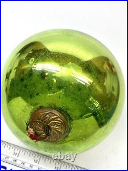 Vintage Kugel Green Large 4.25 Mercury Glass Christmas Ornament Germany