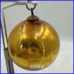 Vintage Kugel Mercury Glass Christmas Ornament Round Gold Original Germany