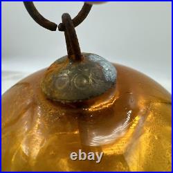Vintage Kugel Mercury Glass Christmas Ornament Round Gold Original Germany