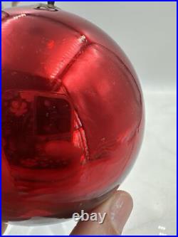 Vintage Kugel Mercury Glass Christmas Ornament Round Red Original Germany
