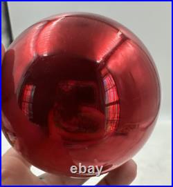 Vintage Kugel Mercury Glass Christmas Ornament Round Red Original Germany